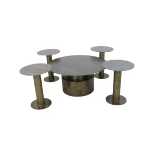 طقم طاولة قهوة ستريت 5 قطع - اسود و اسود مذهب