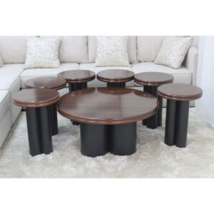 طقم طاولات 7 قطع اشال - بني واسود