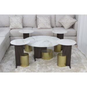 طقم طاولات 5 قطع اريان - ابيض ومتعدد الالوان