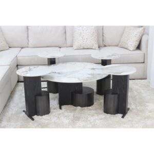 طقم طاولات 5 قطع اريان - ابيض واسود