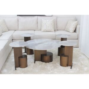 طقم طاولات 5 قطع اريان - رمادي وبرونزي