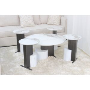 طقم طاولات 5 قطع اريان - اسود وابيض مموج