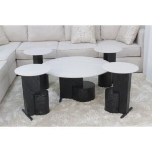 طقم طاولات 5 قطع اريان - اسود وابيض