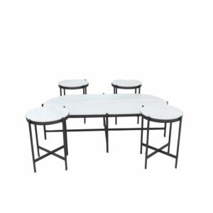 طقم طاولة قهوة وطاولات جانبية 5 قطع مونسيرا - ابيض واسود