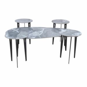 طقم طاولة قهوة و طاولات جانبية 5 قطع سيرا - رمادي واسود