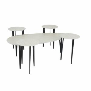 طقم طاولة قهوة و طاولات جانبية 5 قطع سيرا - بيج واسود