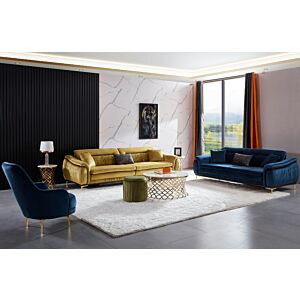 طقم كنب مارينا 4 قطع  -  أزرق وأصفر