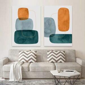 لوحة خشبية ثنائية بتصميم مودرن روك - قطعتين بمقاس 60x40 سم