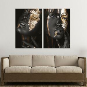 طقم لوحات خشبية قطعتين بلاك ليدي - اسود وذهبي