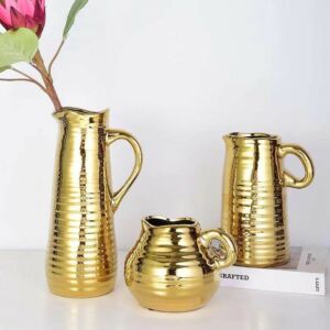 فازة سيراميك اورجلاس وسط - ذهبي