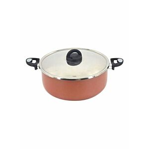 وعاء طهي مع غطاء بني فضيأسود  30 سنتيمتر