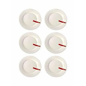 طقم أطباق عشاء 6 قطع أبيض أحمر 9 بوصة