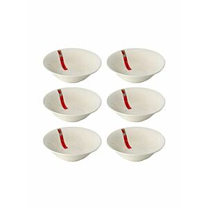 طقم أوعية مكون من 6 قطع أبيض أحمر  7 بوصة
