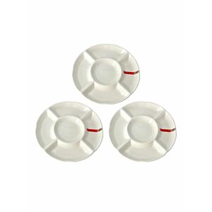 طقم أطباق للمقبلات والحلوى من 3 قطع أبيض  12 بوصة