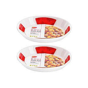 طقم صواني فرن بورسلين قطعتين 2 لتر - أبيض