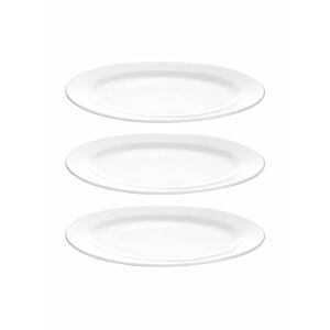 طقم أطباق تقديم بيضاوية من 3 قطع أبيض  14 بوصة