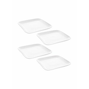 مجموعة أطباق عشاء مربعة الشكل من 4 قطع أبيض 10 بوصة