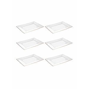 أطباق عشاء مستطيلة من 6 قطع أبيض ذهبي 1025 بوصة