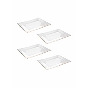 أطباق عشاء مستطيلة من 4 قطع أبيض ذهبي 1225 بوصة