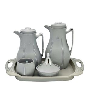 طقم ترمس شاي وقهوة ابيلاي 1 لتر - رمادي وفضي