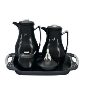 طقم ترمس شاي وقهوة ابيلا 1 لتر - اسود وفضي