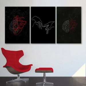 طقم لوحات جدارية فنية ليتايس بتصميم عصري 3 قطع - متعدد الالوان