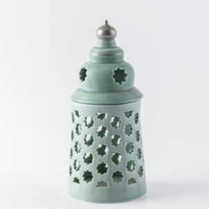 حامل شموع بورسلين من روزيت وسط - ازرق