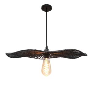 انارة معلقة 2 متر خيزران اسود E27x1L قطر 65 سم