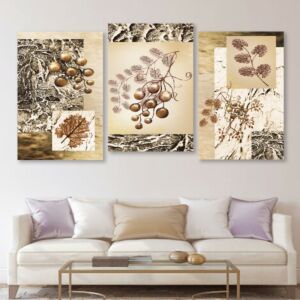طقم لوحات جدارية فنية لتزين الجدار بتصميم عصري بلانتس - ثلاث قطع