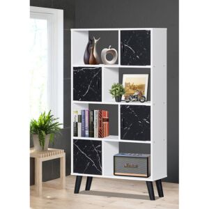 وحدة تخزين ميلبانو  أدراج ورفوف لون أبيض وأسود خشب ماليزي