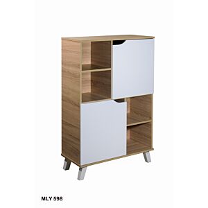 وحدة تخزين كورتني  أدراج ورفوف لون خشبي وأبيض خشب ماليزي