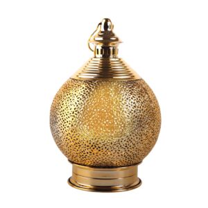 فانوس رمضان روزا استيل لون ذهبي باضاءه LED صوت