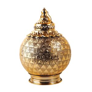 فانوس رمضان نورما استيل لون ذهبي باضاءه LED صوت