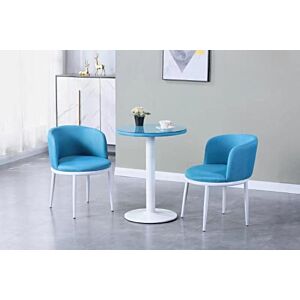 طقم طاولة طعام مع 2كراسي طعام لورالين ازرق فاتح وابيض