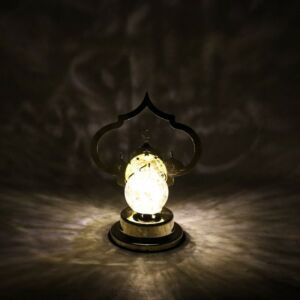 مجسم تحفة الكرة المضيئة استيل بإضاءة ليد ذهبي