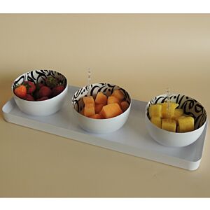 صينية مع 3 زبديات اريبيا - ابيض