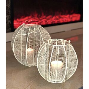 شمعدان وسط شكل قفص -ابيض 