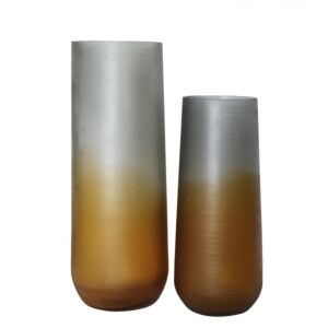 فازة بلوري رمادي وبني - طقم