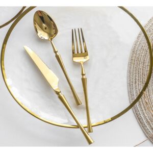 طقم أدوات مائدة اليز - 3 قطع - ذهبي