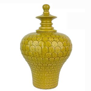 تحفة ديكورشكل جرة حجم وسط- اخضر مصفر