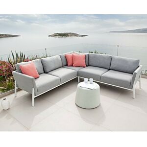 طقم كنب مع بوف كارما - 3 قطع - رمادي وأخضر فاتج