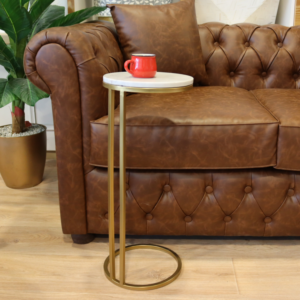 طاولة جانبية فلورنسا - رخام أبيض وقاعدة معدن قطر 25 سم