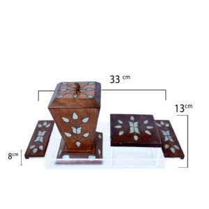 طقم مبخرة  ٣ قطع مطعم صدف سوري - خشبي غامق