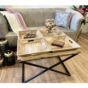 طاولة قهوة خشب طبيعي - اندستيريل  