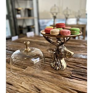 طبق تقديم بقاعدة مرتفعة بقاعدة مجسم غزال مقاس صغير - لون ذهبي