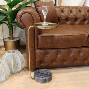 طاولة جانبية فلورينسا قاعدة رخام - رمادي وذهبي