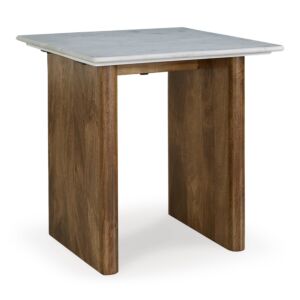 طاولة جانبية ايسانتي - ابيض وبني فاتح