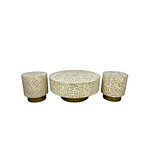 طقم طاولة قهوة 3 قطع صدف هندي