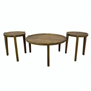 طقم طاولة قهوة وطاولات جانبية خشب هندي طبيعي دوبيا