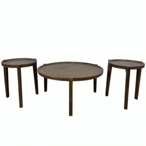 طقم طاولة قهوة وطاولات جانبية خشب هندي طبيعي دوبي